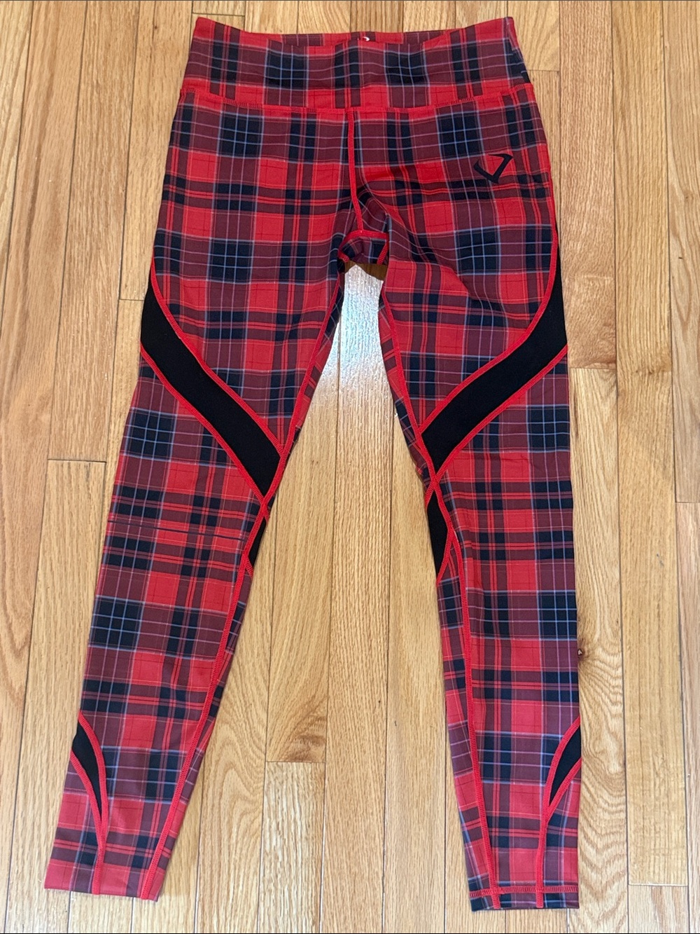 Violate The Dress Code - Red Plaid Leggings - Size Large